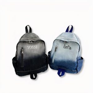 Gepersonaliseerde denim rugzak